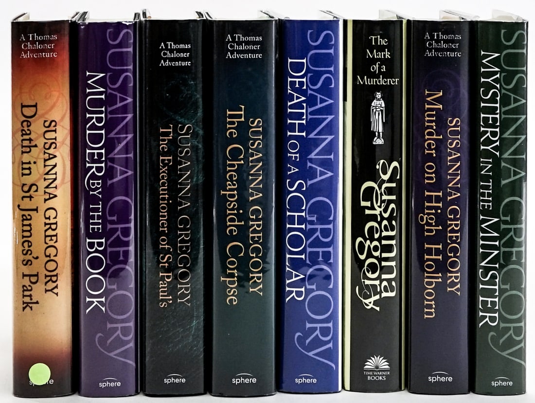 Susanna Gregory (8) SIGNED Novels: All signed with unclipped dust jackets. Several signed with non-personalized signatures. Titles include: The Executioner of St Paul's 2017; Murder by the Book 2012; Death in St. James's Park 2013; The