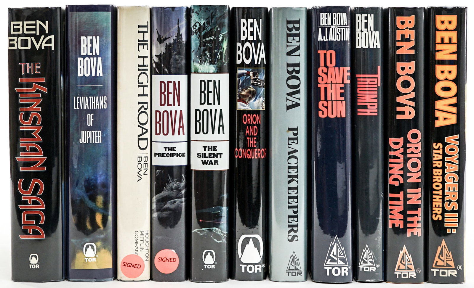 Ben Bova SIGNED FIRST EDITIONS (11): Most are in EX+/Near Mint condition. From a smoke-free home, no odors whatsoever. For shipping purposes the lot measures 13 x 11 x 7 inches. Signed (Autographed) book/s and other material not includin
