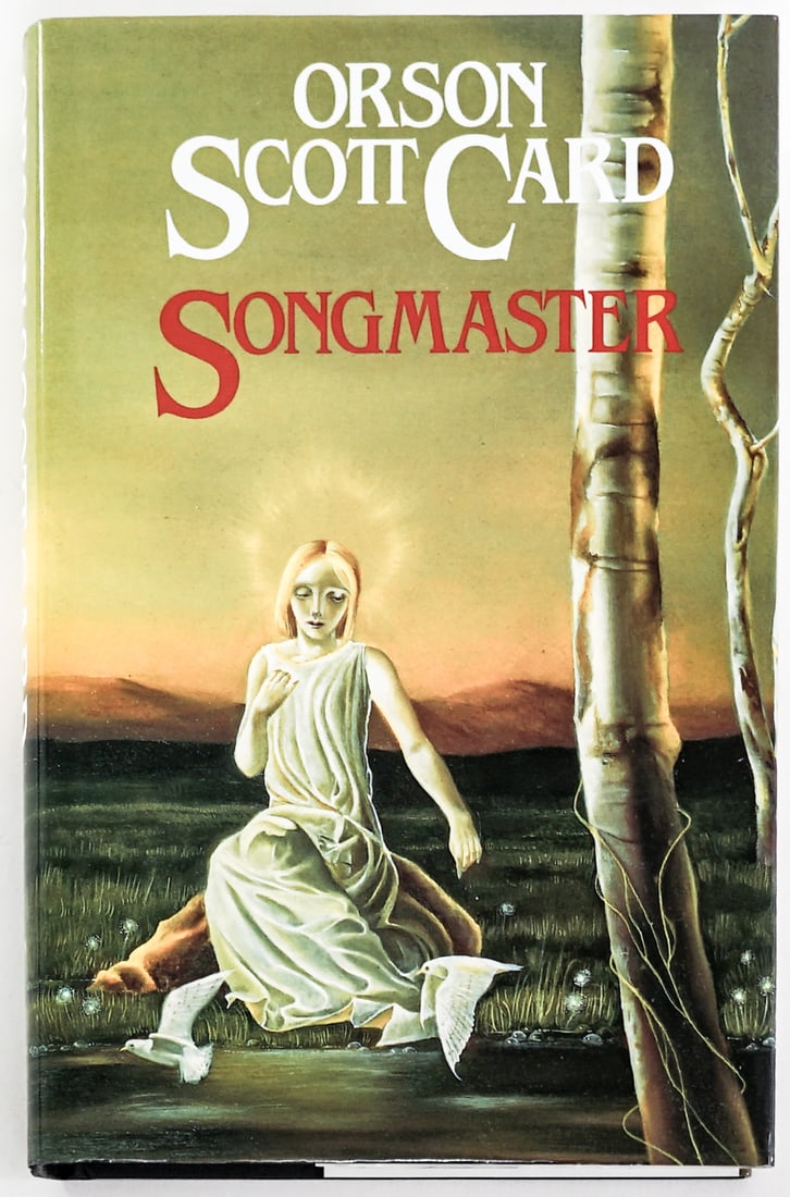 Songmaster by Orson Scott Card SIGNED 1994: Songmaster by Orson Scott Card signed on half title page. Severn House 1994 UK edition with unclipped dust jacket. 377 pp. Black covers. Book lot measures 8.75 in. H x 5.75 in. W x 1.5 in. D for shipp