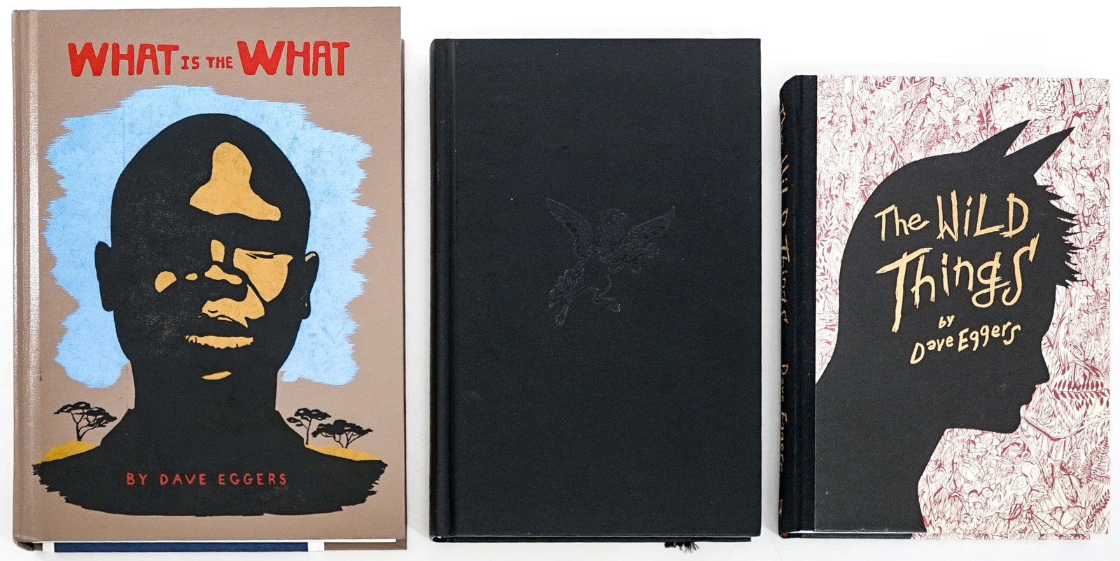 Dave Eggers (3) SIGNED Books: 1) What is the What signed on title page. McSweeney's 2006 with pictorial covers. 2) How We Are Hungry signed on title page. McSweeney's 2003. Black covers. 3) The Wild Things signed on half-title. Mc