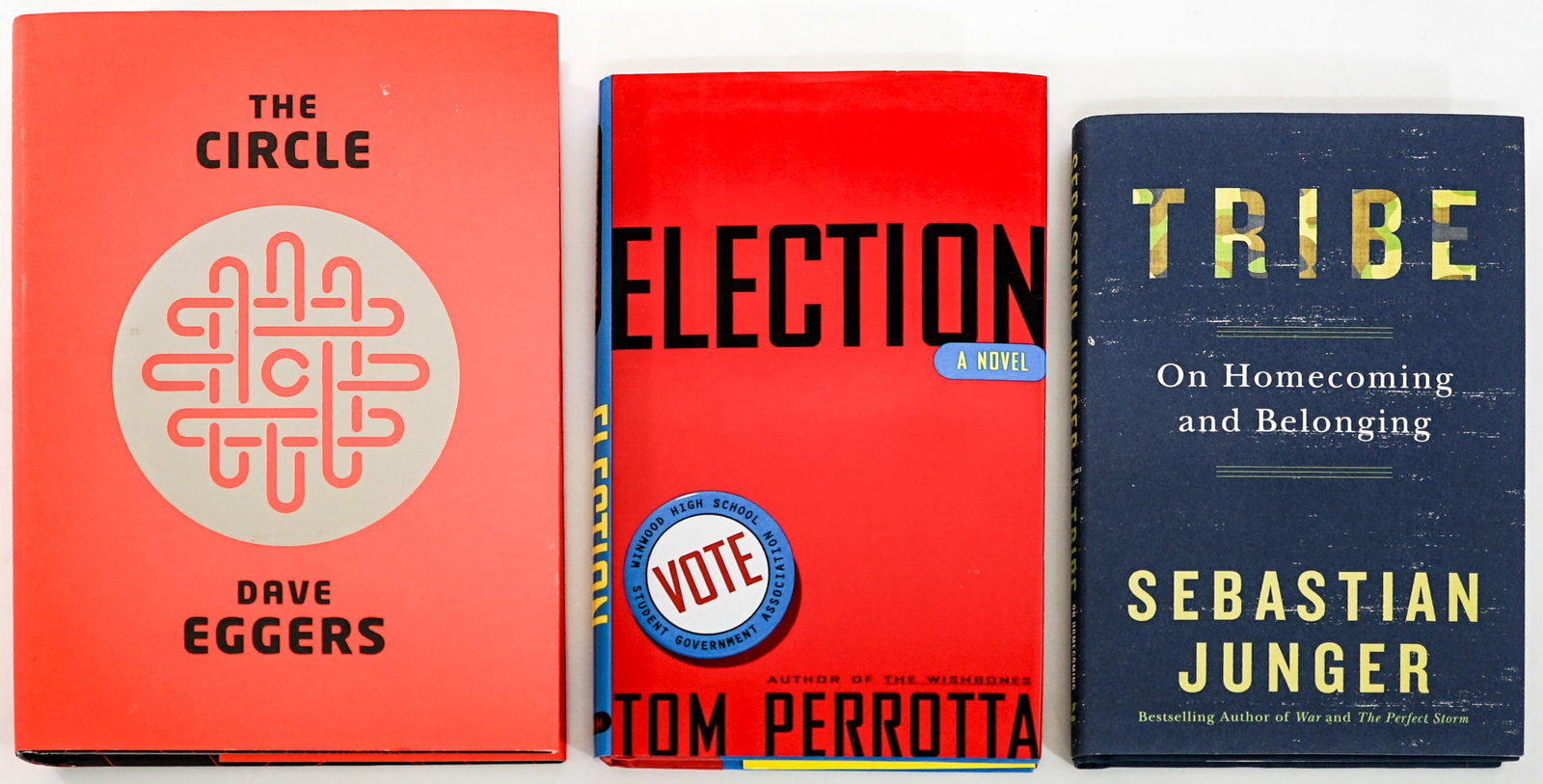 Author SIGNED (3) Books: 1) The Circle by Dave Eggers signed on title page. Alfred A. Knopf 2013 1st with unclipped dust jacket. 2) Tribe by Sebastian Junger signed on front endsheet. TWELVE 2016 with unclipped dust jacket. 3