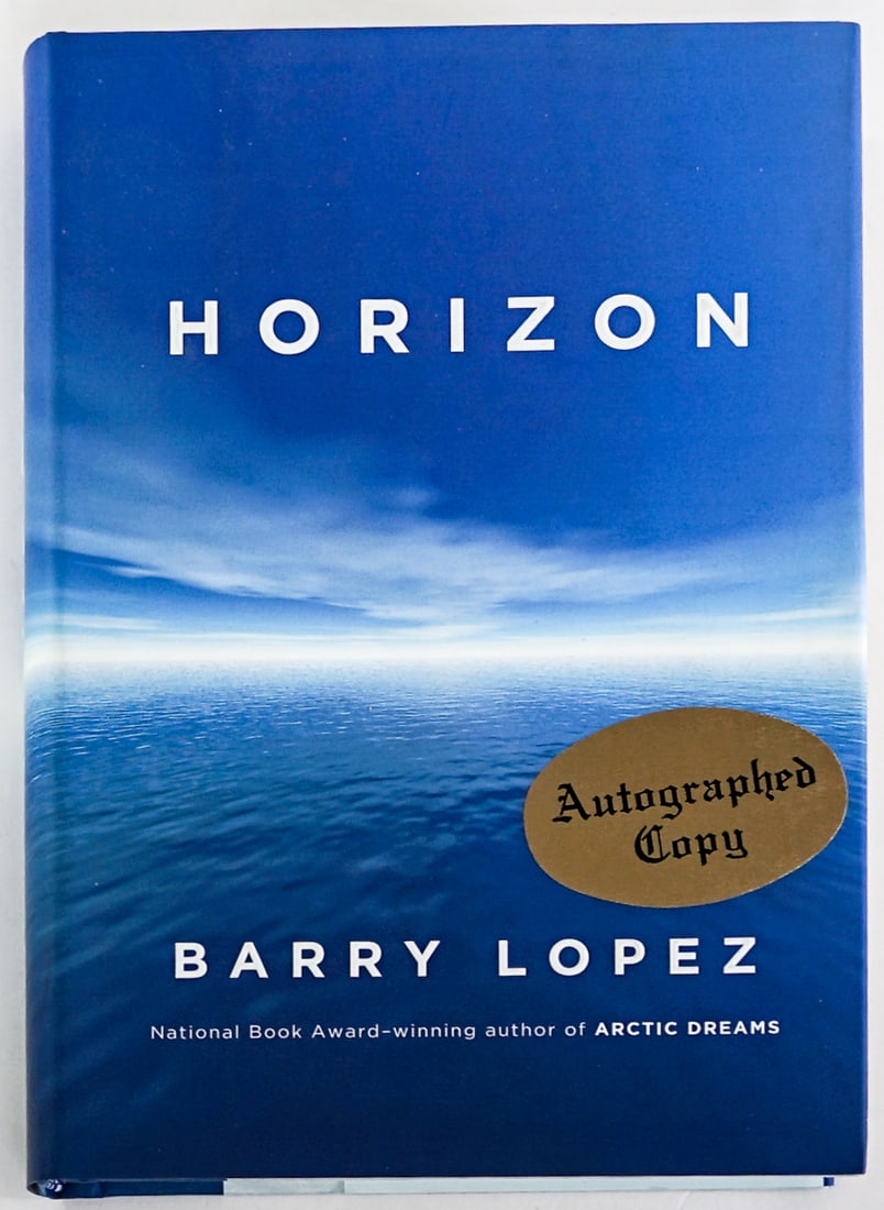 Horizon by Barry Lopez SIGNED 2019 1ST: Horizon by Barry Lopez signed on title page. Alfred A. Knopf 2019 1st edition with unclipped dust jacket. 572 pp. Two-tone covers. Book lot measures 9.5 in. H x 6.75 in. W x 1.75 in. D for shipping pu