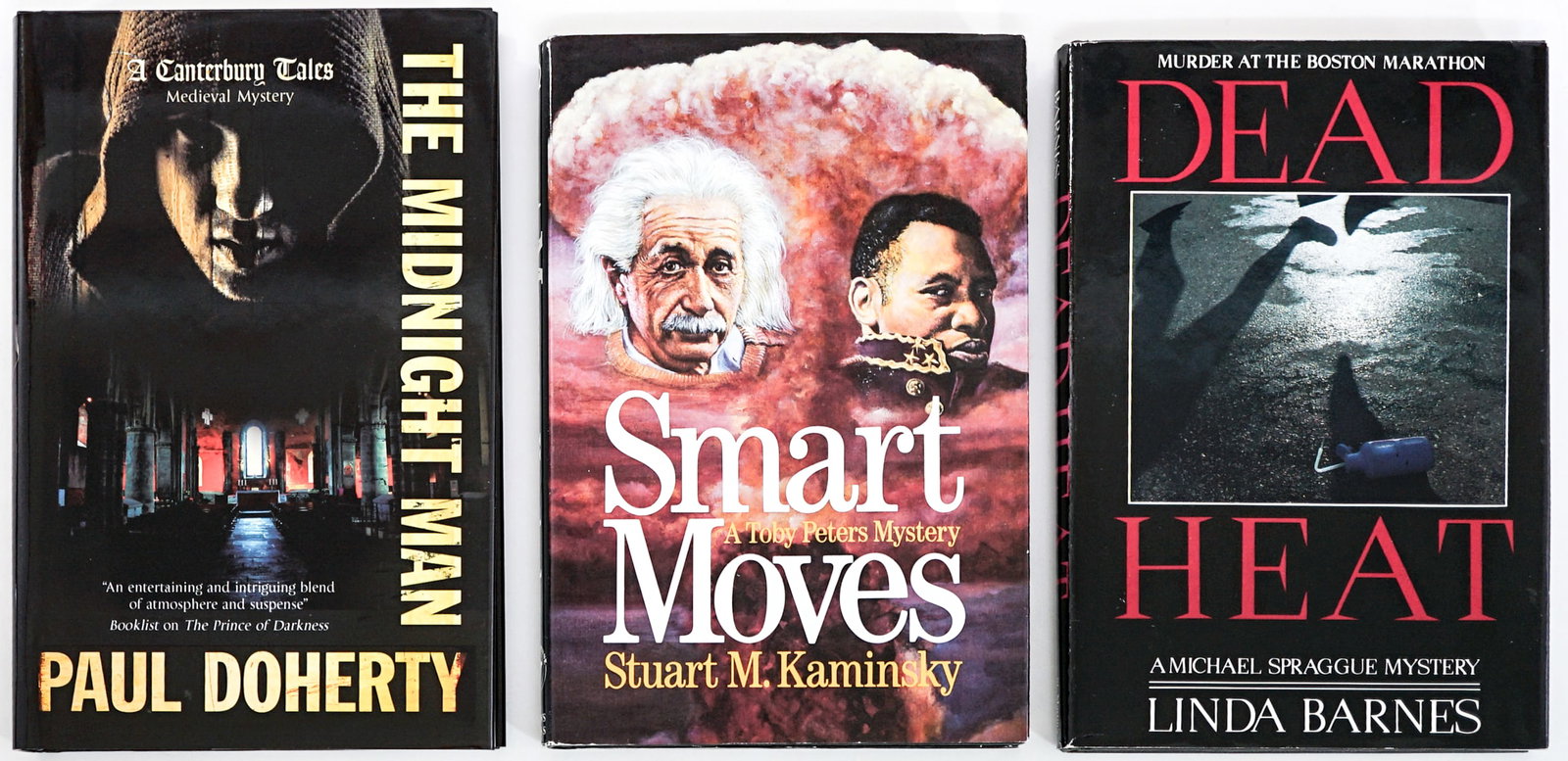 Author SIGNED (3) Books [Mystery]: 1) Smart Moves by Stuart M. Kaminsky signed on title page. St. Martin's Press 1986 1st with unclipped dust jacket. 212 pp. Black covers. 2) Dead Heat by Linda Barnes signed on title page. St.