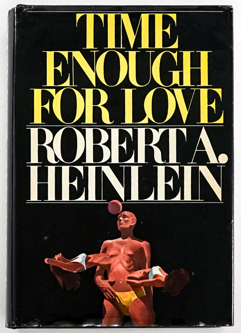 Time Enough For Love by Robert A. Heinlein: Time Enough for Love by Robert A. Heinlein. G. P. Putnam's 1973 1st 1st with unclipped dust jacket. 605 pp. Black Covers. Book lot measures 8.5 in. H x 6 in. W x 2 in. D for shipping purposes. Signed