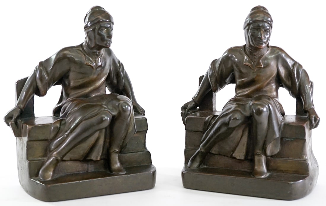 Galvano Bronze (Pair) Dante Cast Metal Bookends (1 of 7)