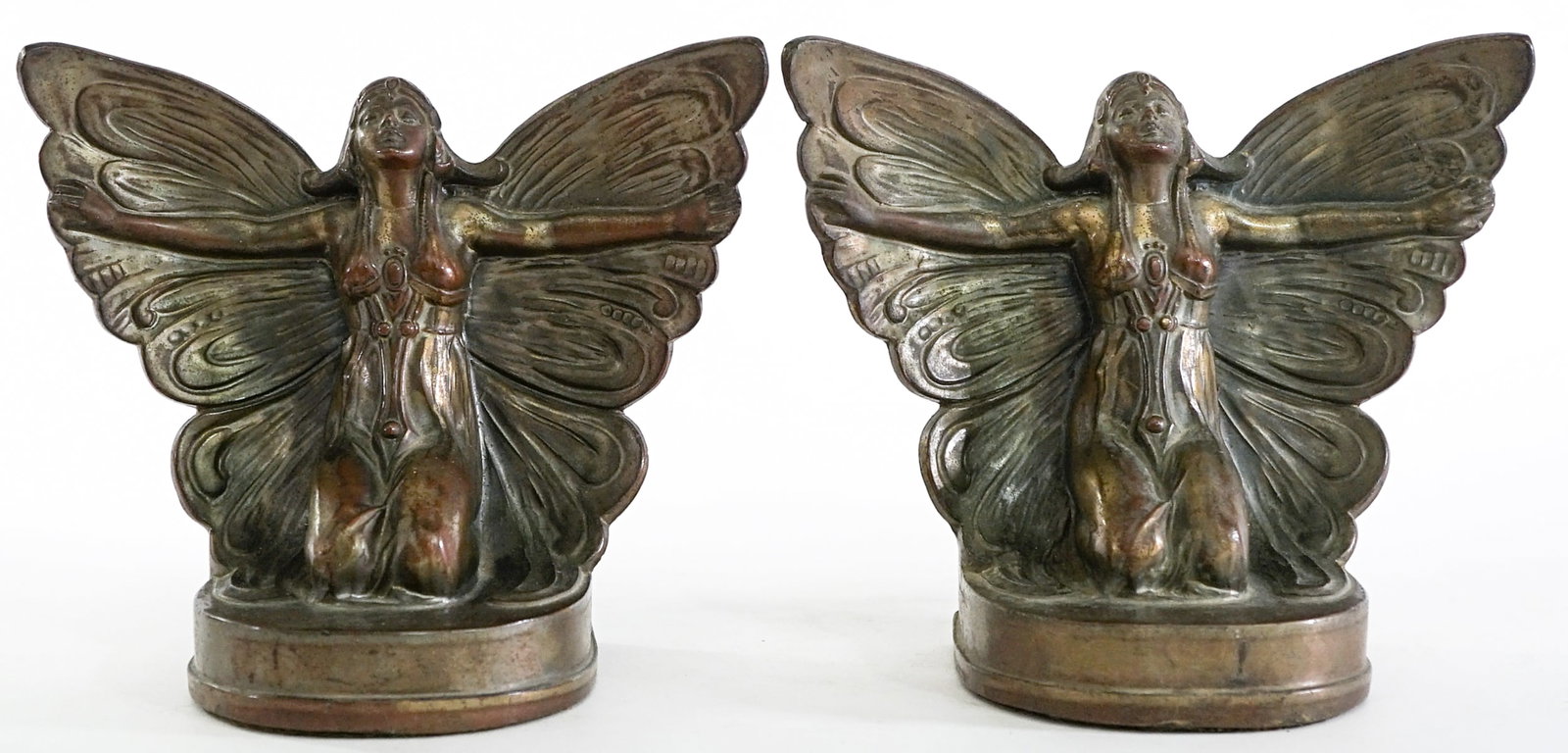 Art Nouveau Bronzed Butterfly Girl (Pair) Bookends (1 of 6)
