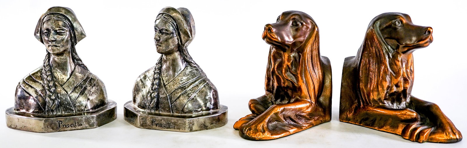 Bookends (2 Pair) Cast Metal Priscilla Alden; Dog (1 of 11)