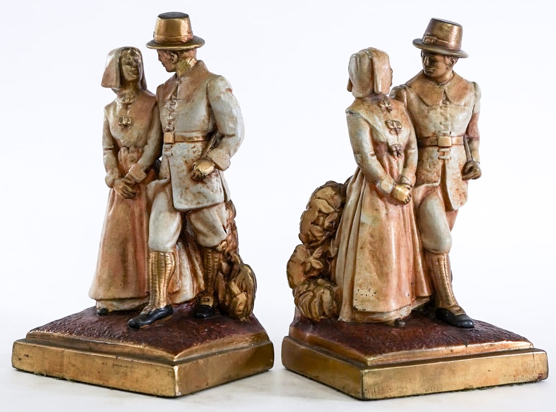 Armor Bronze (Pair) Pilgrim Couple Bookends (1 of 8)