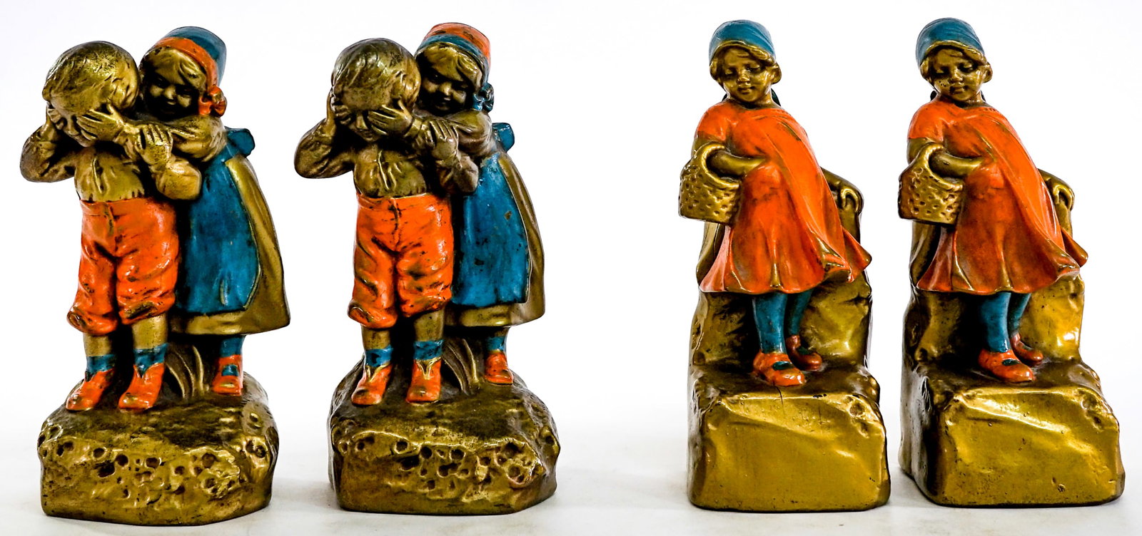 Children (2 Pair) Vintage Cold Painted Cast Metal (1 of 11)