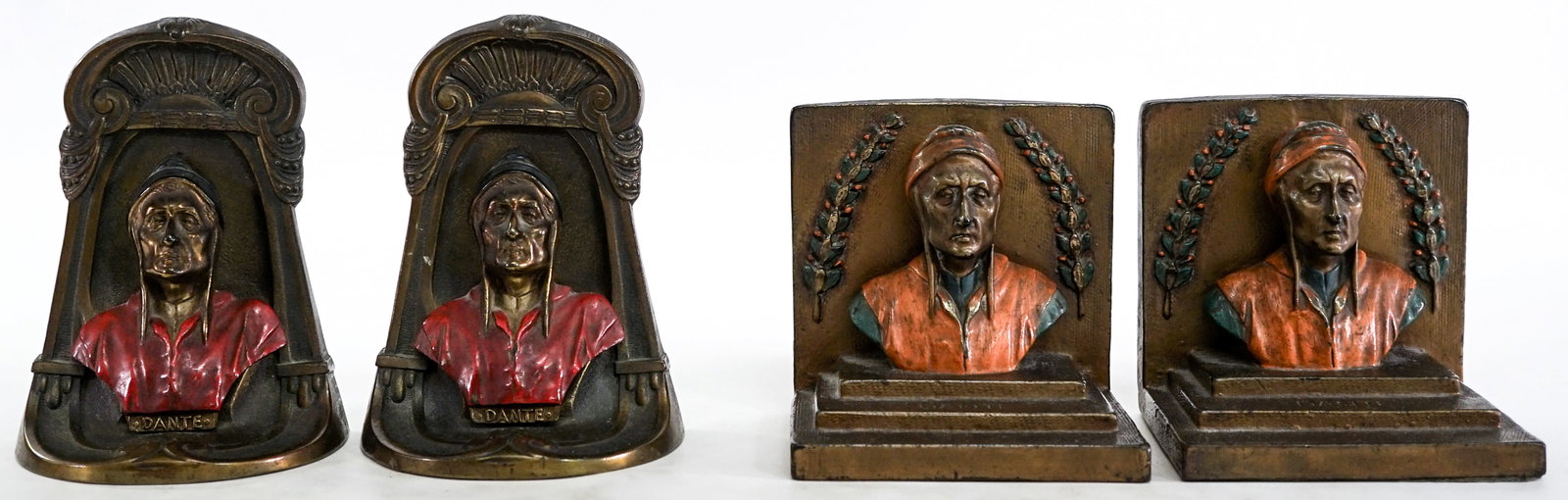 Dante (2 Pair) Bust Bookends Cast Metal (1 of 11)