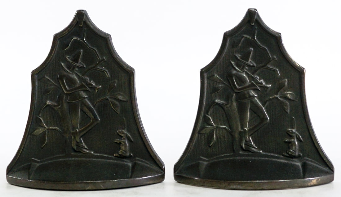 The Wanderer 1928 Pair Pompeian Bronze Bookends (1 of 5)
