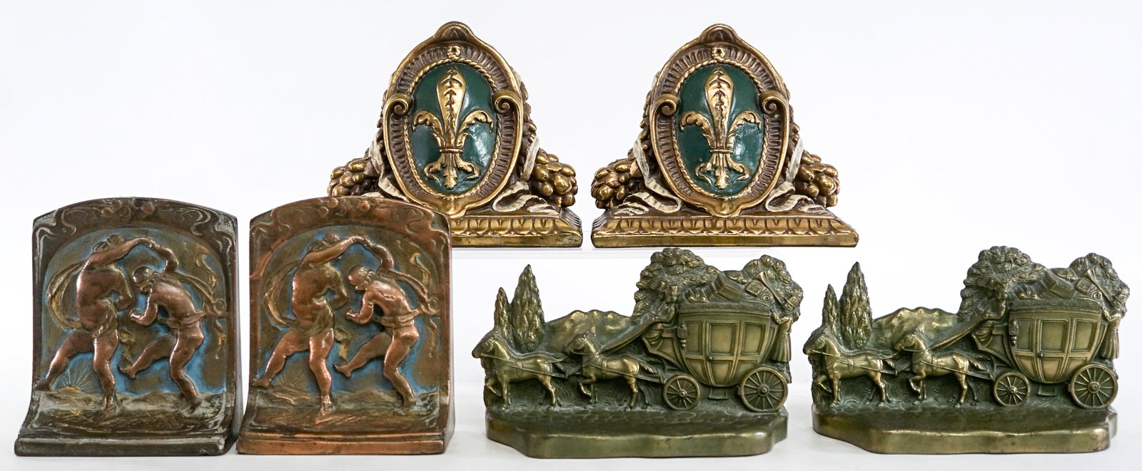 Vintage (3 Pair) Cast Metal Clad Bookends [JB] (1 of 3)