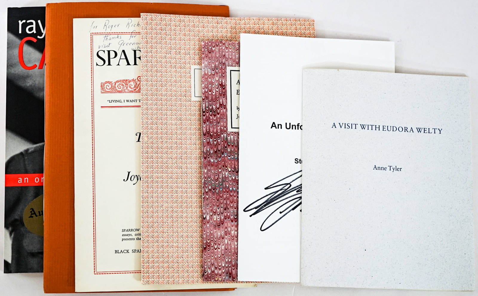 Softcover (7) Books [Many Author SIGNED/LTD]: Seven (7) softcover books. Authors include: Joyce Carol Oates; Steve Hamilton; Thomas Sanchez; Sam Halpert. Book lot measures 10 in. H x 6.5 in. W x 1.5 in. D for shipping purposes. Signed