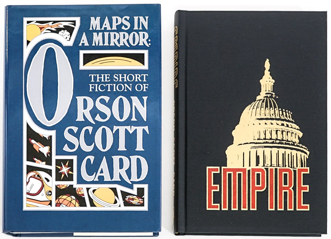 Orson Scott Card (2) SIGNED Fiction: 1) Maps in a Mirror signed on half-title. TOR 1990 1st with unclipped dust jacket. 2) Empire signed and numbered 79/100 on ff. TOR 2006 1st. Book lot measures 9.5 in. H x 6.5 in. W x 3.25 in. D for sh