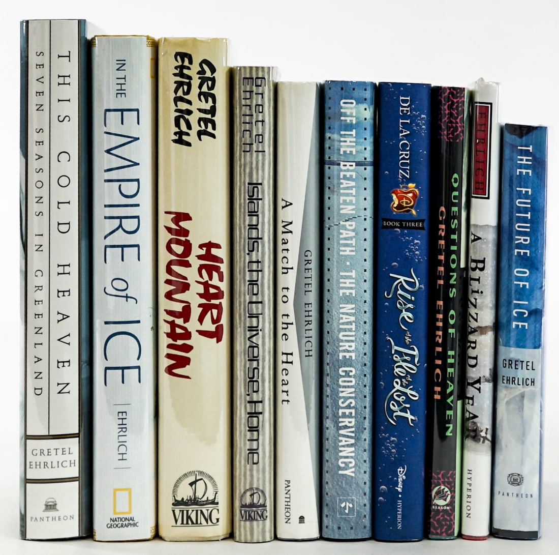 Gretel Ehrlich SIGNED First Editions (10): Author SIGNED First Editions. All are author signed, none are inscribed nor personalized. Books are in EX+/NM condition (Like-New). These books are from an odor free and smoke-free home. Book lot meas