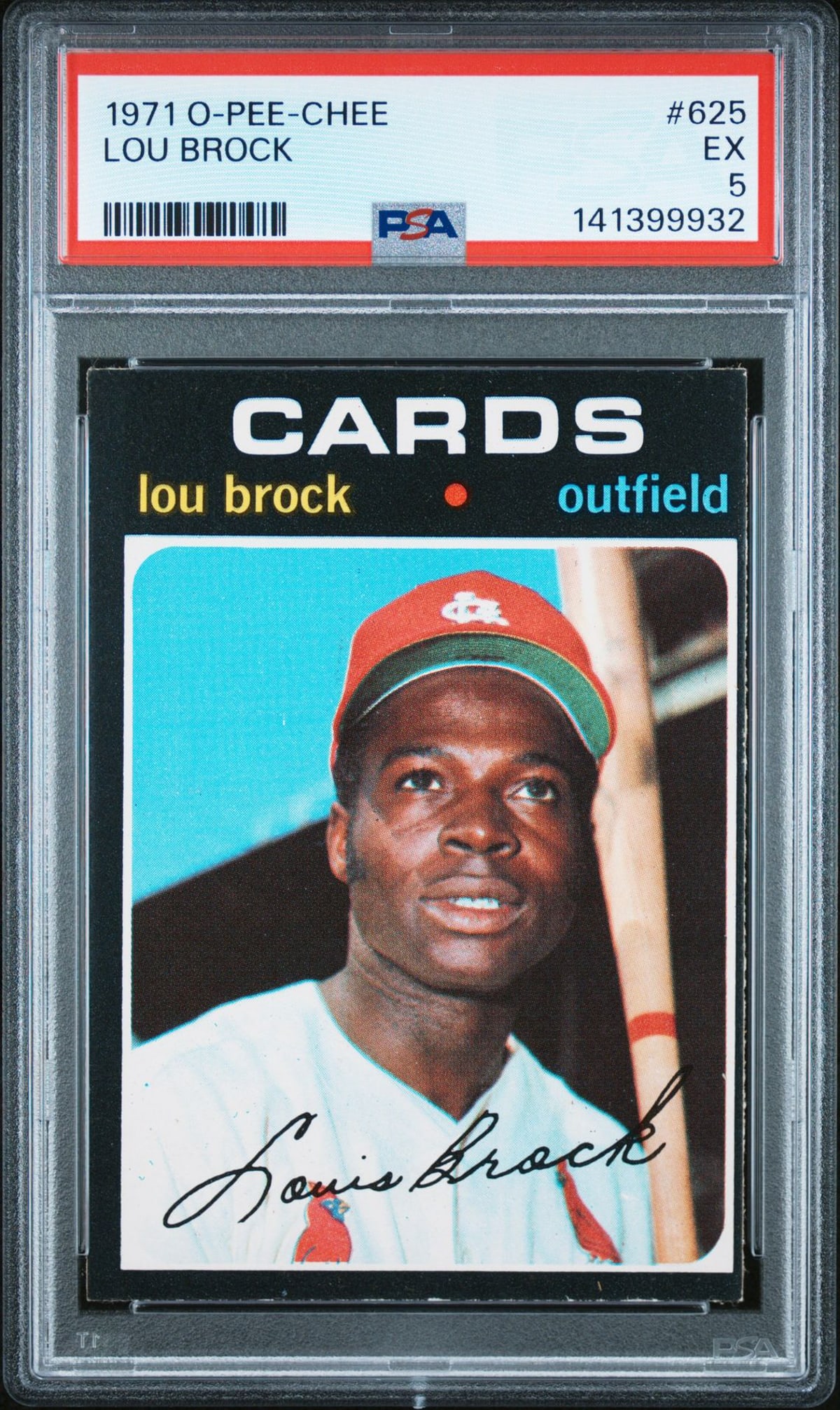 Lou Brock 1971 O-Pee-Chee #625 PSA EX 5: Lot measures 5.5 x 3.5 x .25 inches for shipping purposes. The absence of a condition report does not imply that the lot is in perfect condition or completely free from wear and tear, imperfections, o