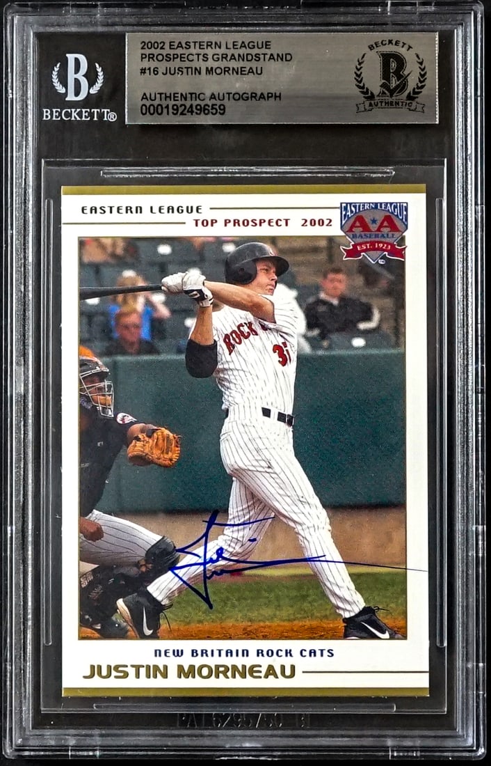 Justin Morneau On Card SIGNED Minor Leagues: Lot measures 5.5 x 3.5 x .25 inches for shipping purposes. The absence of a condition report does not imply that the lot is in perfect condition or completely free from wear and tear, imperfections, o