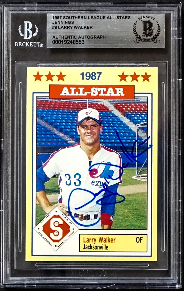 Larry Walker On Card SIGNED 1987 Southern League (1 of 2)