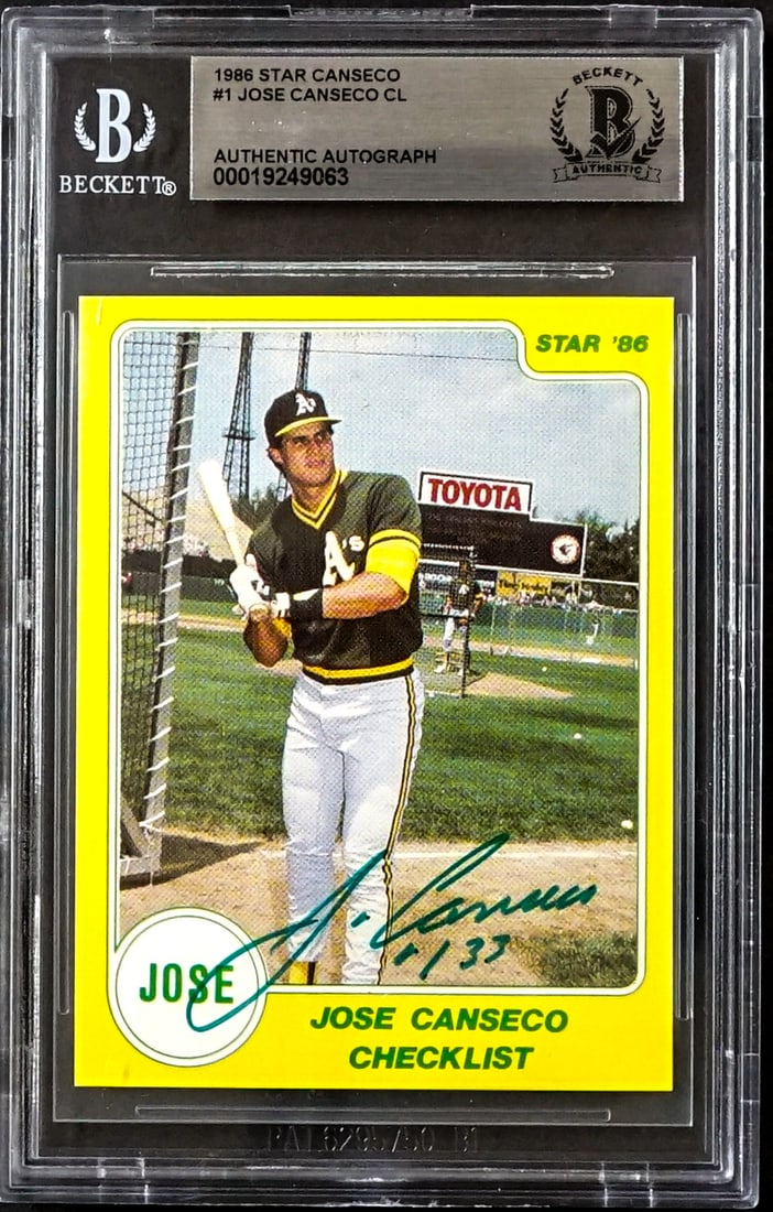 Jose Canseco On Card SIGNED 1986 Star #1 (1 of 2)