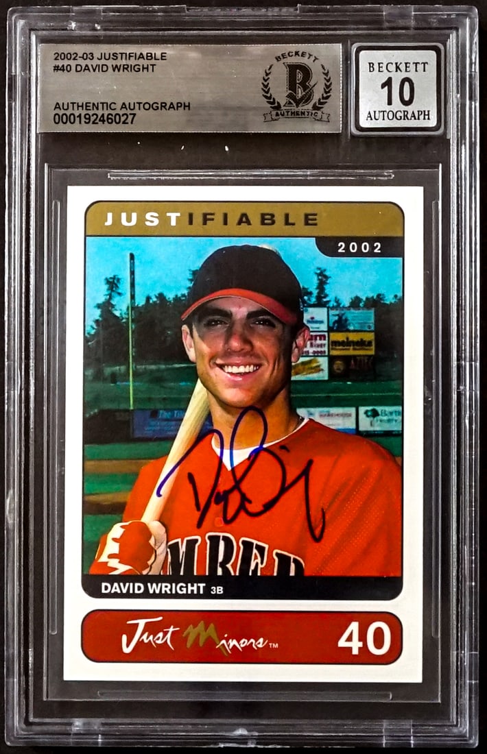 David Wright On Card SIGNED 2002-2003 Justifiable: Lot measures 5.5 x 3.5 x .25 inches for shipping purposes. The absence of a condition report does not imply that the lot is in perfect condition or completely free from wear and tear, imperfections, o