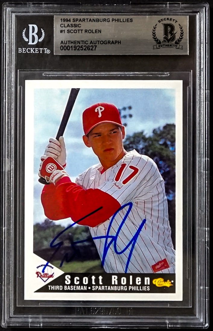 Scott Rolen On Card SIGNED 1994 Classic #1: Lot measures 5.5 x 3.5 x .25 inches for shipping purposes. The absence of a condition report does not imply that the lot is in perfect condition or completely free from wear and tear, imperfections, o
