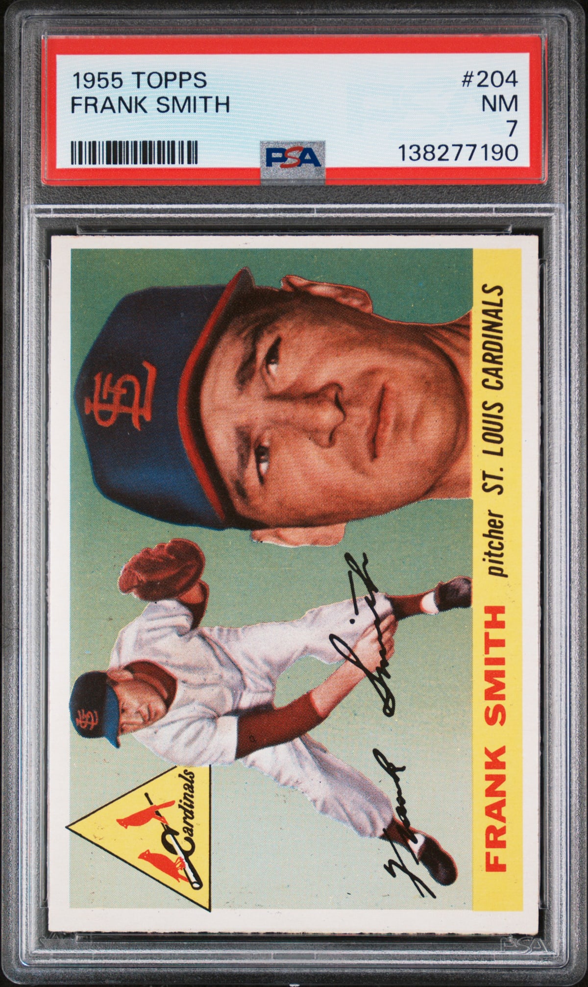 1955 Topps Set Break Frank Smith PSA 7: Lot measures 5.5 x 3.5 x .25 inches for shipping purposes. The absence of a condition report does not imply that the lot is in perfect condition or completely free from wear and tear, imperfections, o