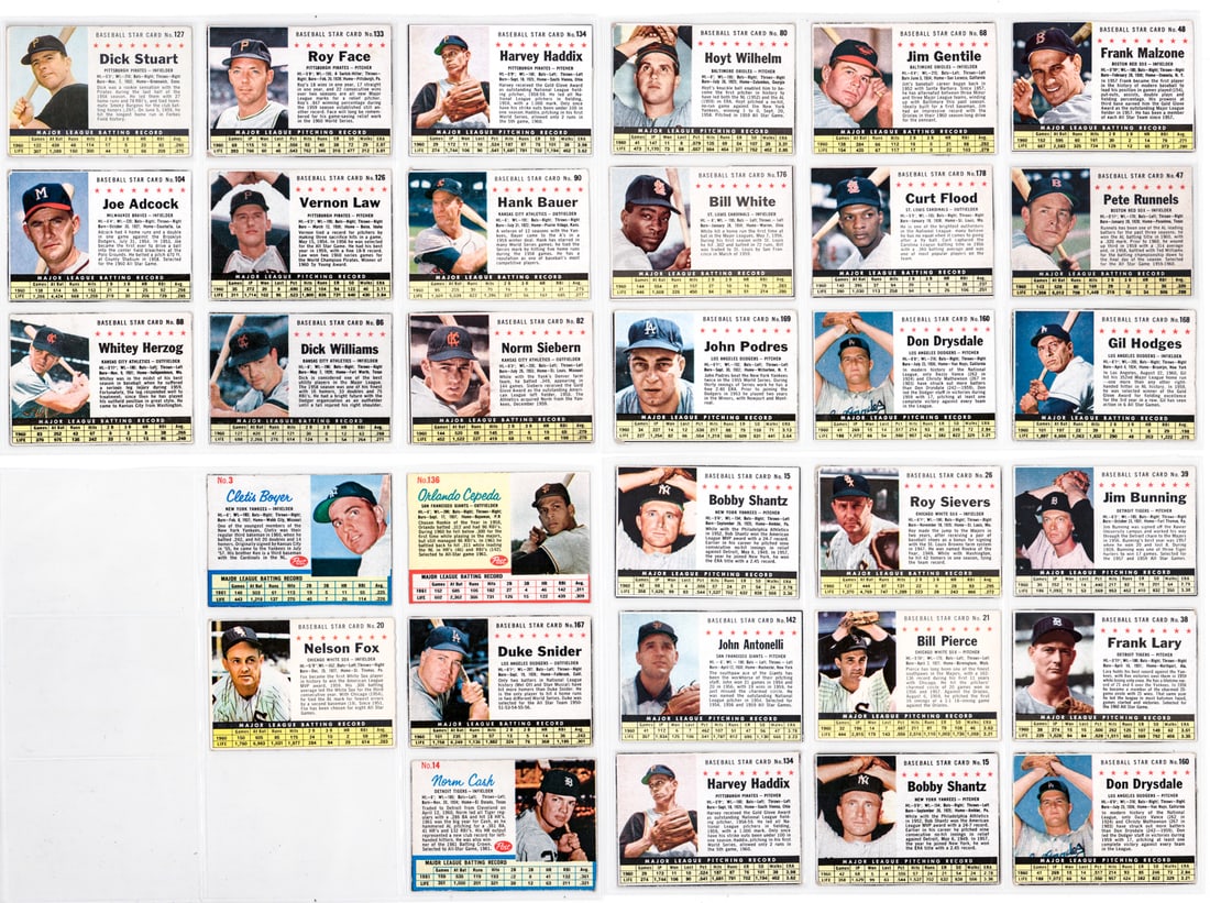 1961-63 Hand Cut Baseball Cards (32): Mixed condition. Any condition report is provided as an opinion only and in no way is a guarantee nor warranty if card or cards are submitted to a third party grading company. These are from the lifel