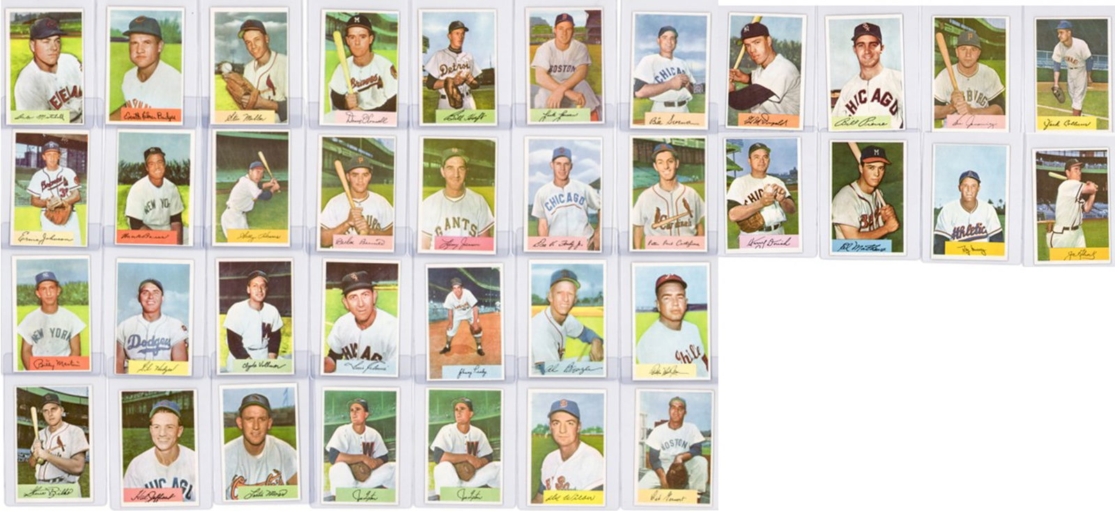 1954 Bowman Set Break NICE GROUP (36).: 1954 Bowman Set Break NICE GROUP (36). Most appear to be in VG/VG-EX or better. However, the condition report is provided as an opinion only and in no way is a guarantee nor warranty if card or cards 