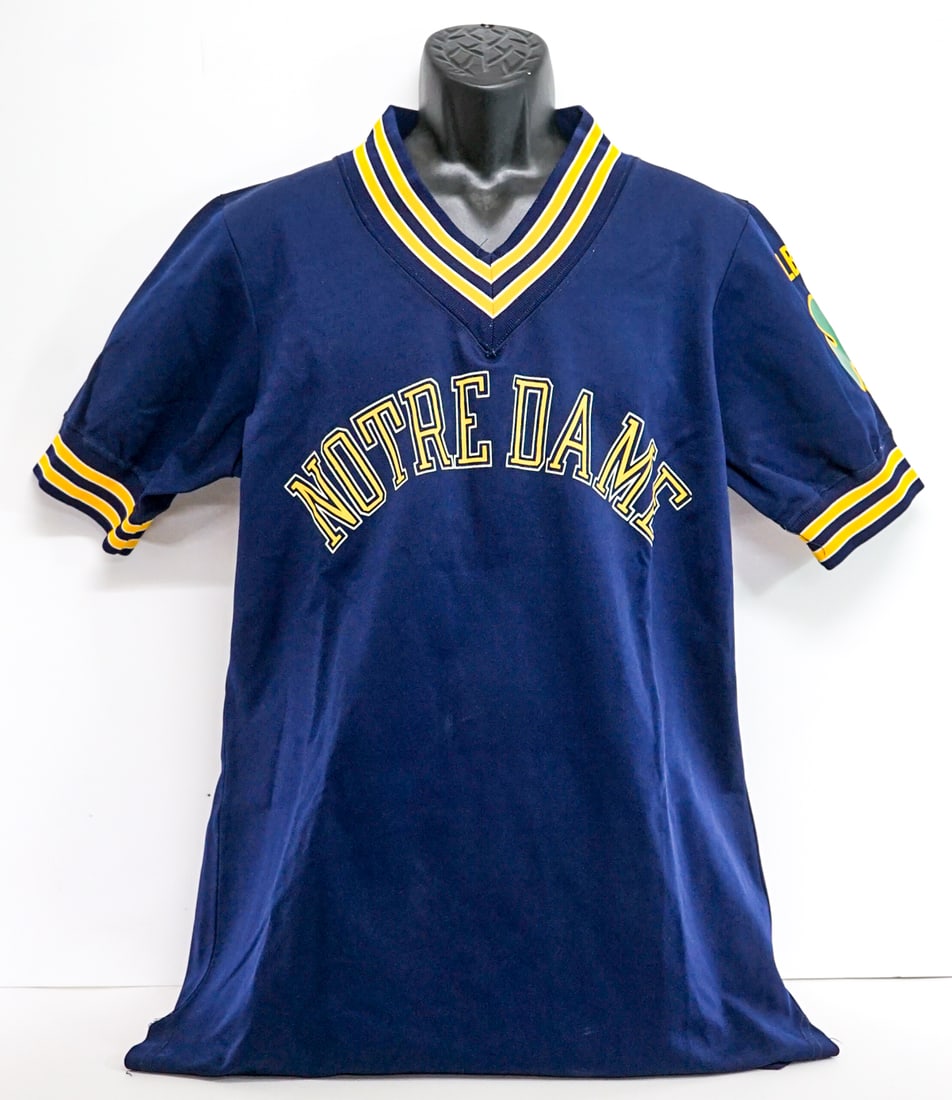 Gilbert Salinas (Notre Dame) Warm-up Pullover: Consigned by Mr. Salinas (Notre Dame, Center 1977-81). Lot measures 12 x 8 x 3 inches for shipping purposes. The absence of a condition report does not imply that the lot is in perfect condition or co