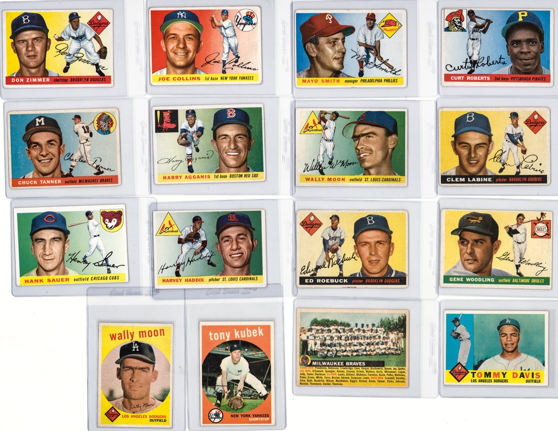 1950's Topps Baseball Cards (16): Mixed condition, measures 4 x 3 x 1 inches for shipping purposes. A nice lot from an advanced collector. However, the condition report is provided as an opinion only and in no way is a guarantee nor w