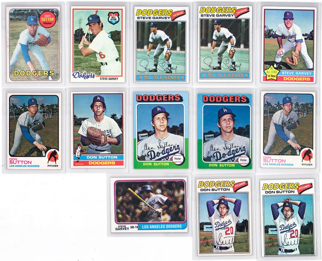 Don Sutton, Garvey Topps, O-Pee-Chee Cards (13): Mixed condition of mostly high-grade and mid-grade cards. A nice lot from an advanced collector. However, the condition report is provided as an opinion only and in no way is a guarantee nor warranty 