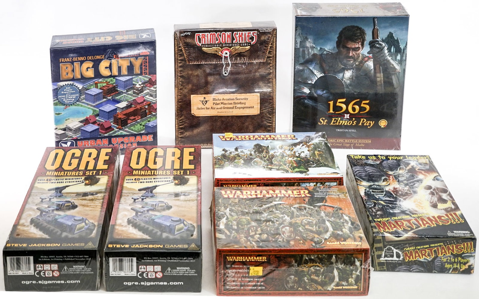 Wargames, TTRPG (8 pcs) SEALED: Estate lot, all sales final. Lot measures 17 x 13 x 7 in. for shipping purposes. The absence of a condition report does not imply that the lot is in perfect condition or completely free from wear and 