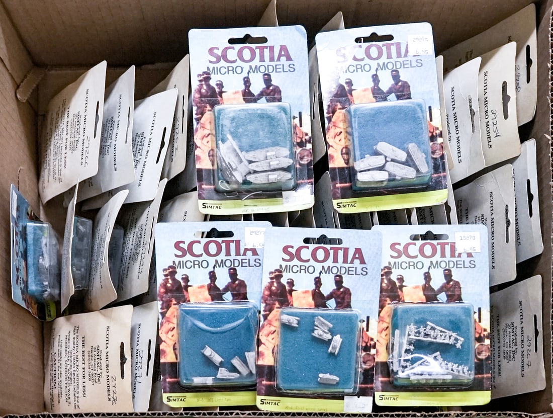 Scotia Micro Models Miniatures (42) MOC: Lot measures 10 x 8 x 10 in. for shipping purposes. The absence of a condition report does not imply that the lot is in perfect condition or completely free from wear and tear, imperfections, or the