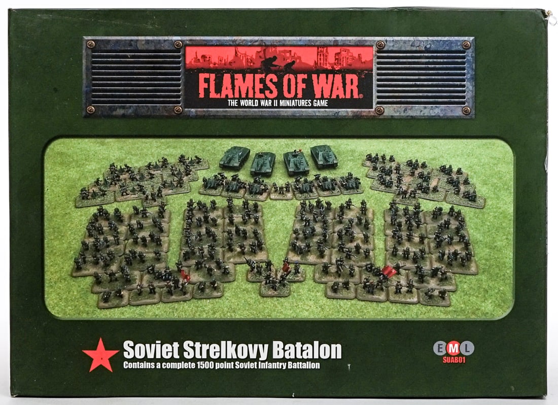 Flames of War Soviet Strelkony Batalion MIP NIB: Lot measures 9 x 13 x 5 in. for shipping purposes. The absence of a condition report does not imply that the lot is in perfect condition or completely free from wear and tear, imperfections, or the co
