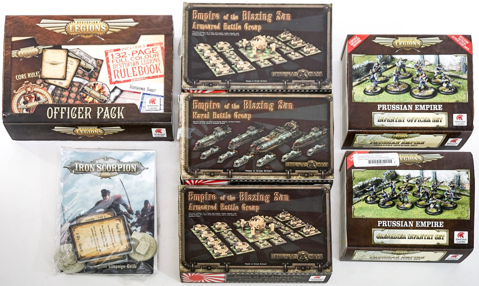 Dystopian Wars: Lot measures 17 x 13 x 11 in. for shipping purposes. The absence of a condition report does not imply that the lot is in perfect condition or completely free from wear and tear, imperfections, or the 