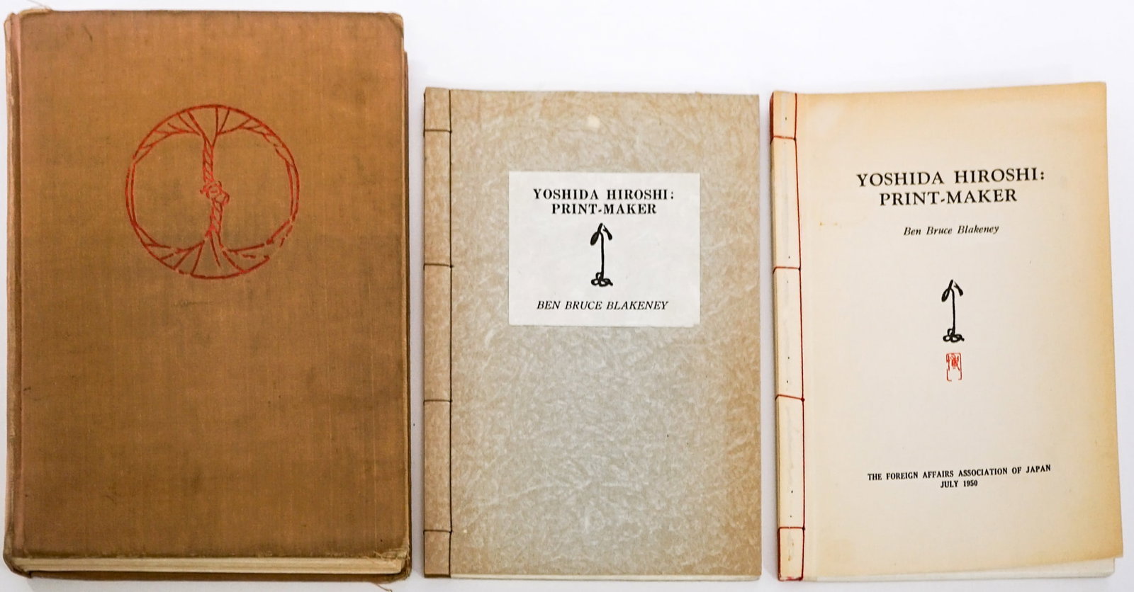 Japanese Wood-Block Printing (3) Yoshida Hiroshi: Three (3) Japanese Wood-Block Printing books. 1) Japanese Wood-Block Printing by Hiroshi Yoshida. The Sanseido Co. Japan. 1939. Illustrated. 136 pp. Two (2) are pencil signed and includes a Special Pr