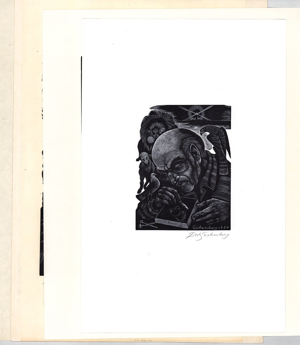 Fritz Eichenberg (6) SIGNED LG Wood Engravings: Six (6) Fritz Eichenberg (Germany/America, 1901-1990) large wood engravings pencil signed. Includes: The Follies of Old Age; Erasmus, The Human Comedy; The Follies of the Monks and more. Sheets