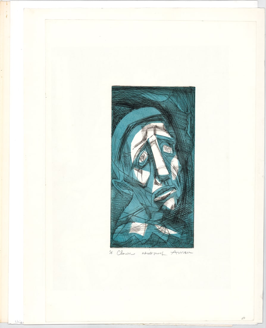 Irving Amen (4) Etchings SIGNED AP's: Four (4) Irving Amen (American, 1918-2011) pencil signed Artist's Proofs. Sheets measure 17.5 to 23.75 in. x 15 to 22.75 in. Unframed, loose, not glued down or mounted. Print lot measures 16.5 in. H