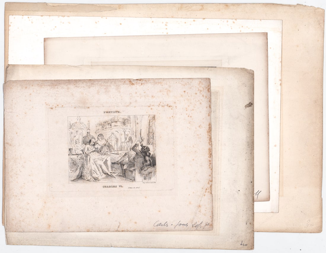 Antique (5) Prints [Poker, Playing Cards]: Five (5) antique prints measure 8.75 to 13.25 in. x 11.75 to 18.25 in. Unframed, loose, not glued down or mounted. Print lot measures 19 in. H x 14.25 in. W x .25 in. D for shipping purposes only. The