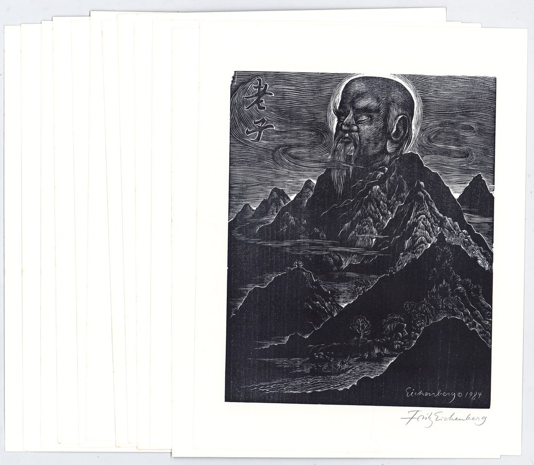 Fritz Eichenberg (SET 12) SIGNED 1984 Homage: COMPLETE Set of 12 Fritz Eichenberg (German/American, 1901-1990) wood engravings all pencil signed lower right. Image measures 10 x 8 in. Sheets measure 13 x 10 in. Unframed, loose, not glued down or 