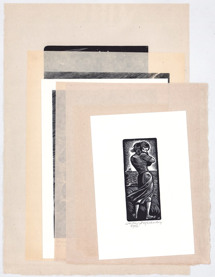 Fritz Eichenberg (8) SIGNED Wood Engravings: Eight (8) Fritz Eichenberg (German/American, 1901-1990) pencil signed wood engravings. Includes: Joshua AP; Ninth Hour; Isaiah 11; and more. Sheets measures 8.25 to 15.5 in. x 5.5 to 10.5 in. Unframed
