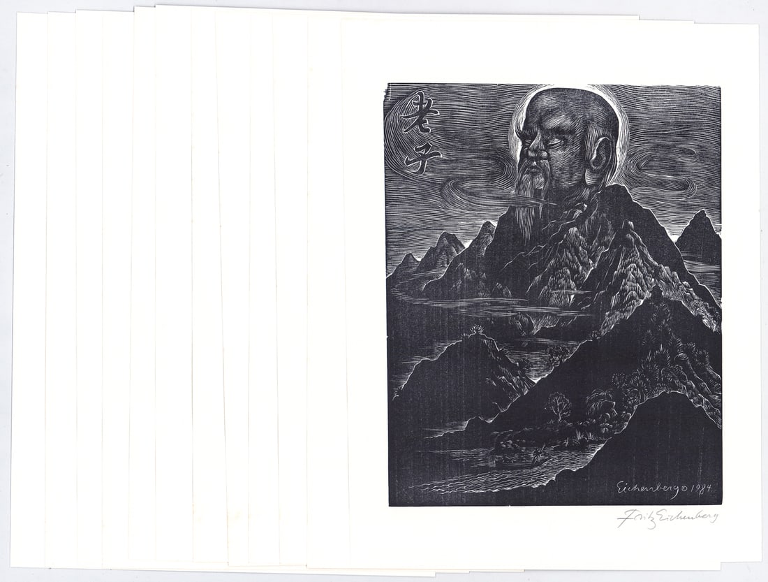 Fritz Eichenberg (SET 12) SIGNED 1984 Homage: COMPLETE Set of 12 Fritz Eichenberg (German/American, 1901-1990) wood engravings all pencil signed lower right. Image measures 10 x 8 in. Sheets measure 13 x 10 in. Unframed, loose, not glued down or 