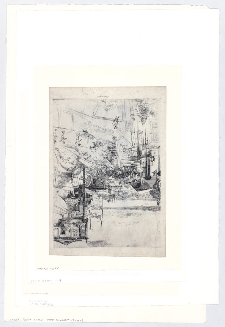 John Winkler (6) Etchings SIGNED [SF Streets]: Six (6) John W. Winkler (1894-1979) pencil signed etchings depicting San Francisco Bay Area horse street scenes; vendors; shops. Sheets measure 10.75 to 20 in. x 7.5 to 13 in. Unframed, loose, not glu