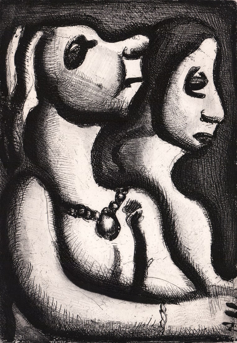 Georges Rouault Etching [Two Women in Profile] (1 of 3)