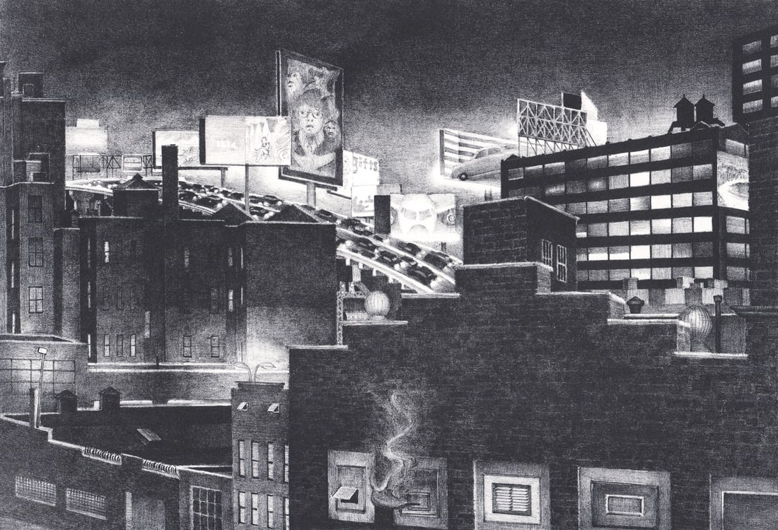 Michael Pellettieri S/N Litho 'City Signs' 2004: Michael Pellettieri (New York , b. 1943) pencil signed, numbered 6/50, dated 2004 and titled 'City Signs' lower margin. Image measures 12 x 17.5 in. Sheet measures 15 x 18.5 in. Unframed, loose, not