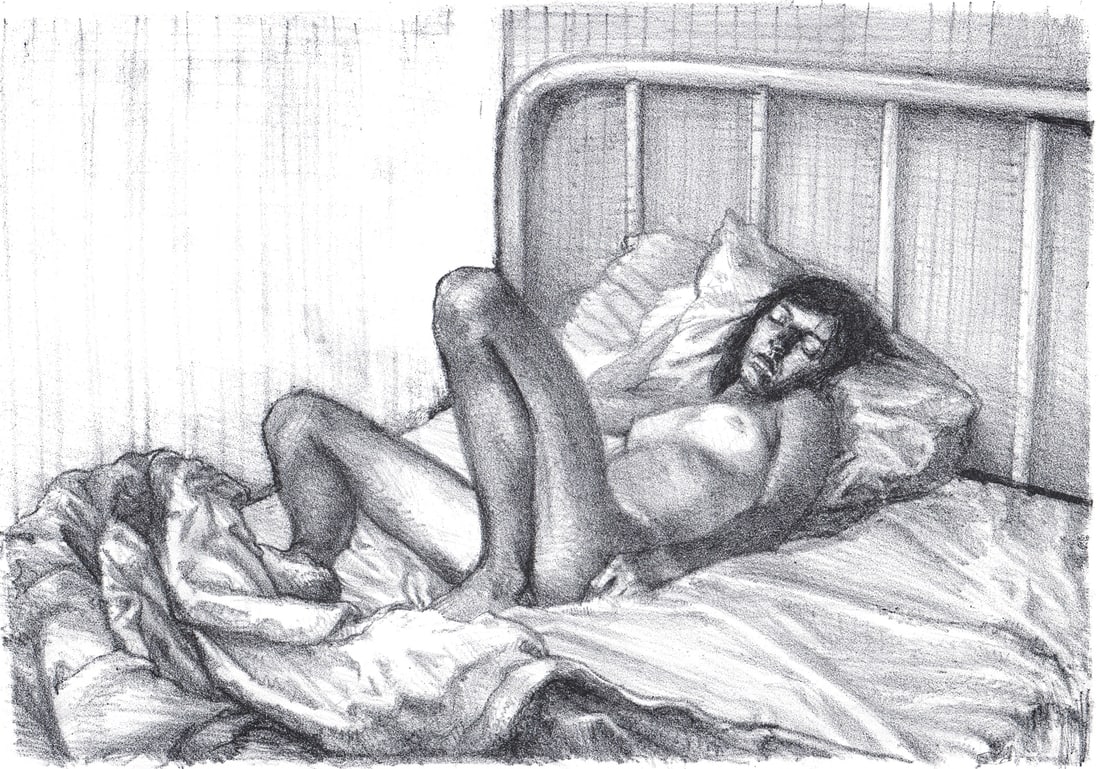 Sigmund Abeles SIGNED #28/50 'Nude in Bed': Sigmund Abeles (American b.1934) lithograph pencil signed and numbered 28/50 lower margin. Sheet measures 11 x 15 in. Unframed, loose, not glued down or mounted. Print lot measures 12 in. H x 16 in.