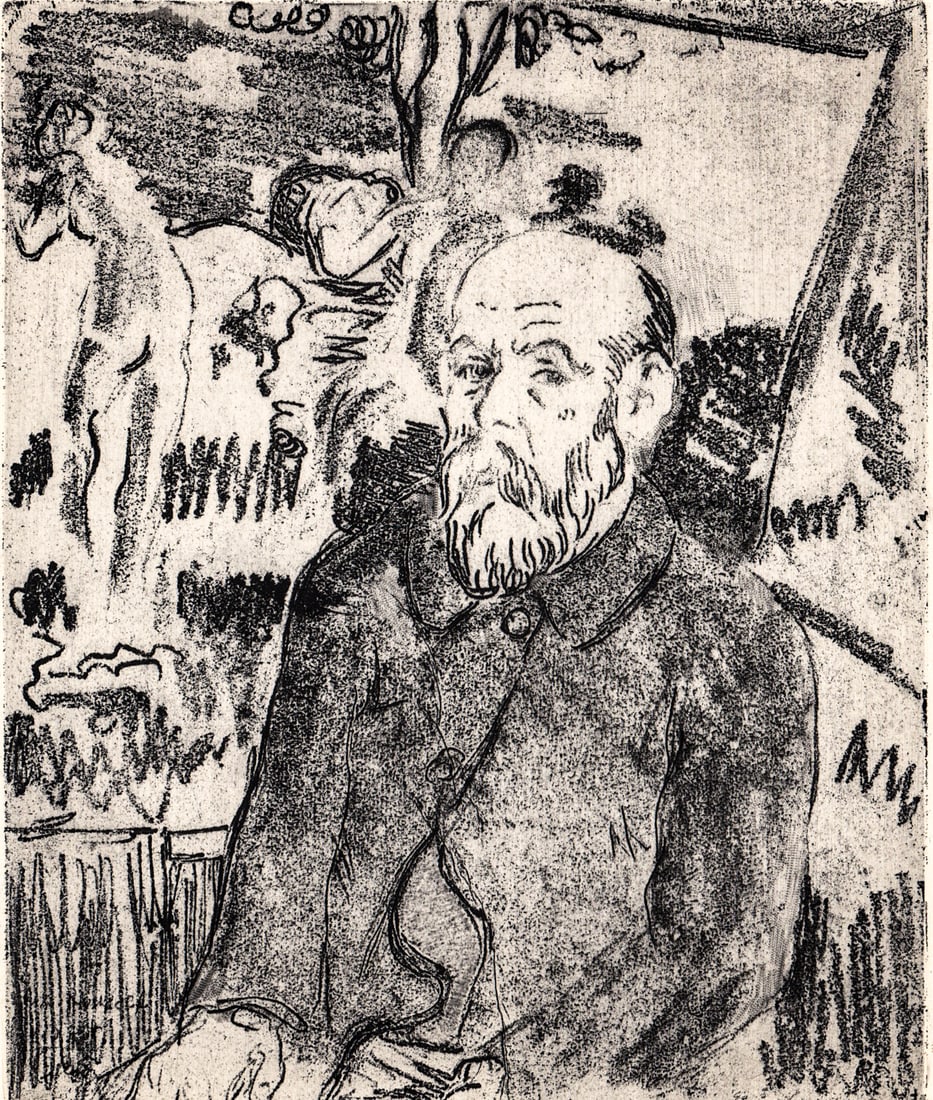Ker-Xavier Roussel Etching [Portrait]: Ker-Xavier Roussel (1867-1944) etching. Image measures 7.5 x 6.125 in. Sheet measures 13 x 10 in. Unframed, loose, not glued down or mounted. Print lot measures 14 in. H x 11 in. W x .125 in. D for sh
