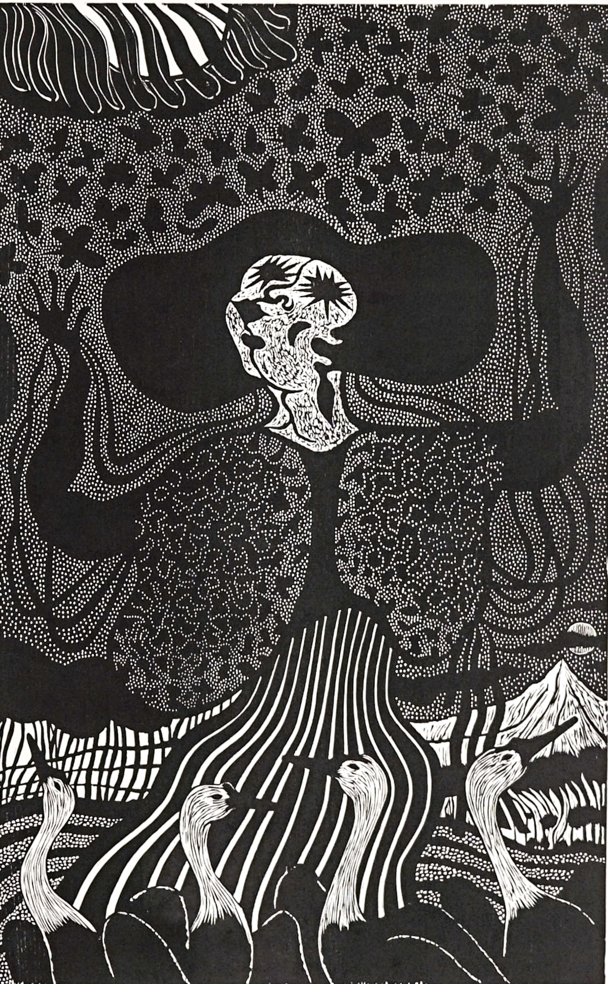 Manuel Izguierdo SIGNED AP Screen Print: Manuel Izquierdo (Portland, OR, 1925-2009) screen print pencil signed, dated 1976, titled 'Night Dance #2, stated A.P. lower margin. Image measures 23.75 x 15 in. Sheet measures 28.375 x 20 in. SHIPS 