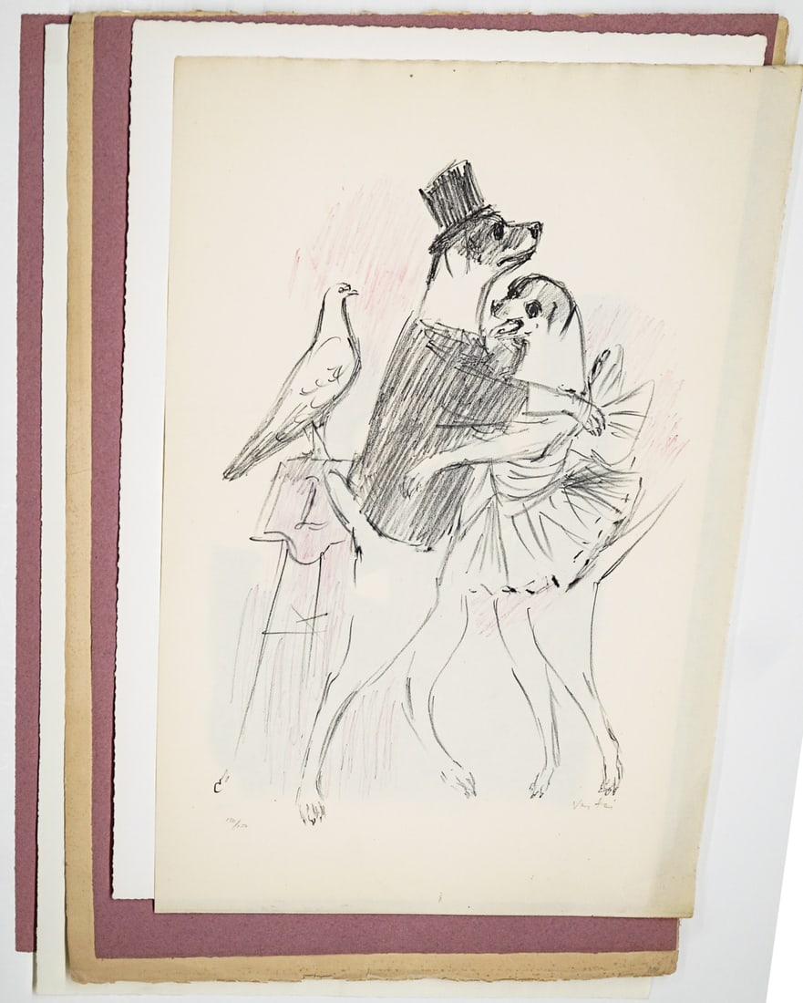 Lithos (6) Artitist SIGNED [Marcel Vertes]: Six (6) artist signed lithographs (includes duplicate). Artists include: Joseph Hirsch; Raphael Soyer and Marcel Vertes (Le Cirque). Sheets measure 22.25 x 25.5 in. x 17 x 25.75 in. Unframed, loose, n
