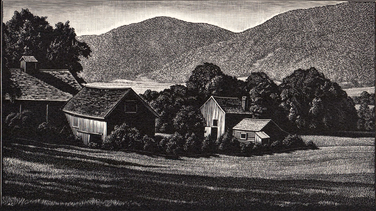 Asa Cheffetz SIGNED Wood Engraving [Distant Haze]: Asa Cheffetz AAA artist (New York, Massachusetts, 1897-1965) original wood engraving pencil signed lower right. Titled: 'Distant Haze'. Image measures 5.5 x 7.75 in. Sheet measures 4.5 x 8.125 in. Unf